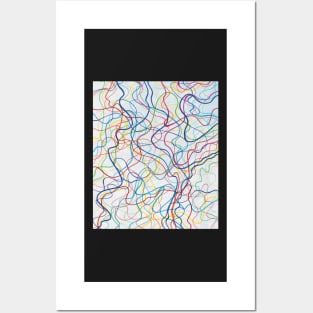 psychedelic pattern pop waves multicolor lines Posters and Art